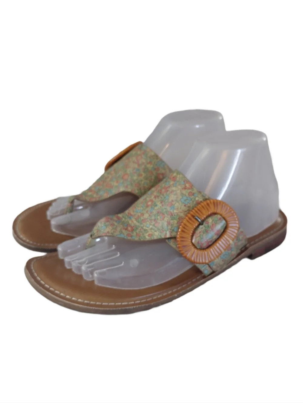 Patricia Nash Multicolor Floral Leather Thong Sandals Size 8.5